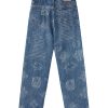 6803 Men's 13.6 OZ All‑Over Laser Etching Relaxed Straight Jeans
