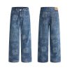 6803 Men's 13.6 OZ All‑Over Laser Etching Relaxed Straight Jeans
