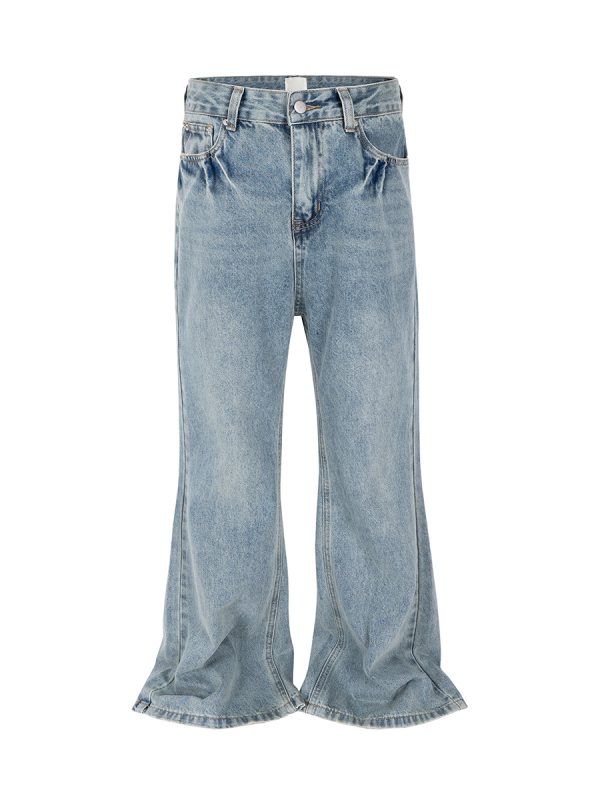 1788834320283545.jpg T-GJ019 Men's 13.5 OZ High Rise Light Stone Wash Flare Jeans