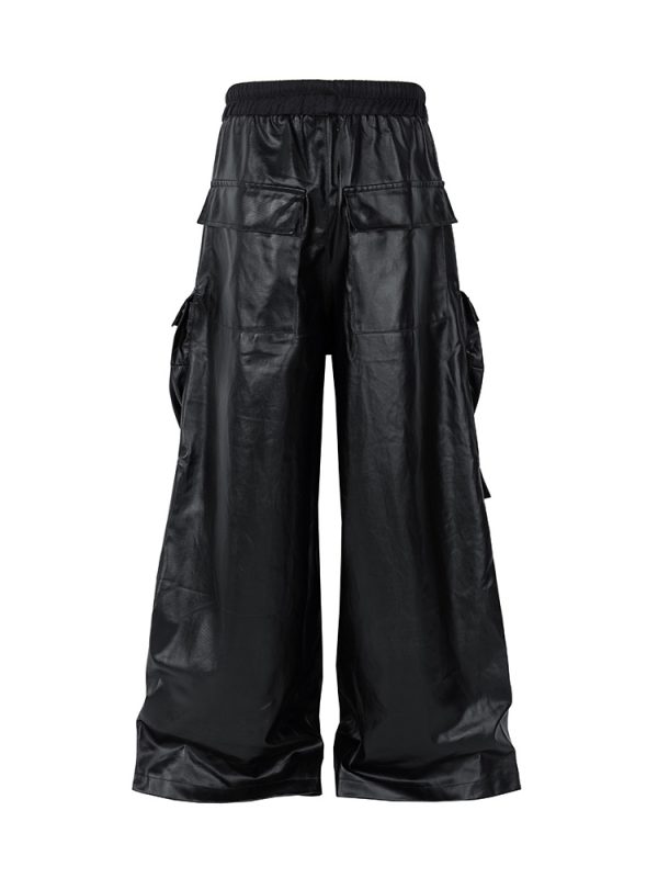 8404 Men's Baggy Matte Coated Drawstring Waist Cargo Pants