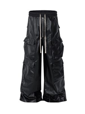 8404 Men's Baggy Matte Coated Drawstring Waist Cargo Pants