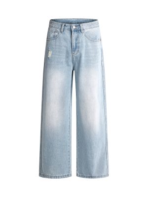 H3825 Men's 12.2 OZ High Rise Vintage Enzyme Stone Wash Ripped Jeans