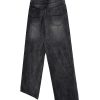 FJ067 Men's Enzyme Stone Wash Charcoal Black Baggy Jeans