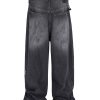 TJ129 Men's 13.8 OZ Paint Splatter Charcoal Black Baggy Jeans