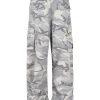 ZJ113  Men's 100% Cotton Baggy Military Snow Camo Cargo Pants