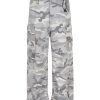ZJ113  Men's 100% Cotton Baggy Military Snow Camo Cargo Pants