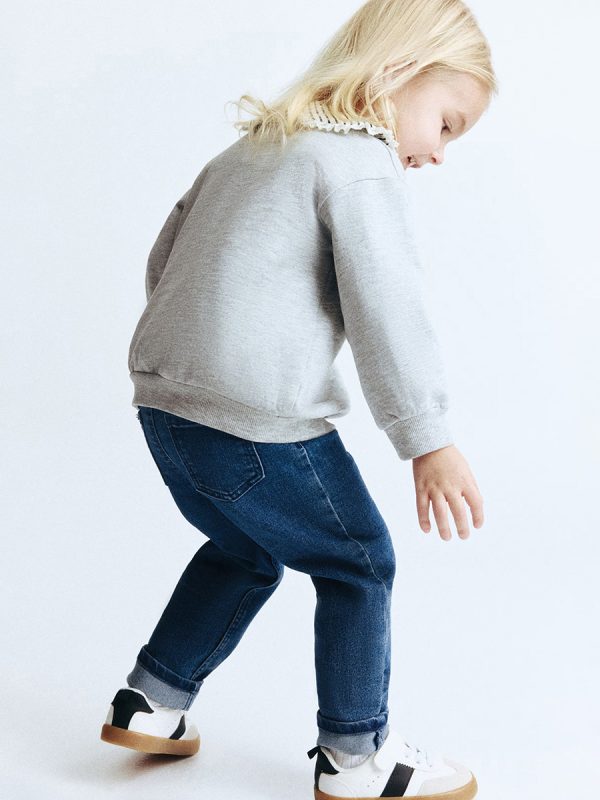 Toddler Girls 9 OZ Minimalist Stretch Slim Fit Straight Leg Rolled Cuff Jeans