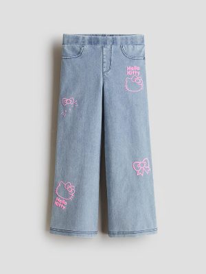1789052901955873.jpg HMKD022 Denim-Look Wide-Leg Jeggings Cotton 75%, Polyester 19%, Spandex 6% 2-8
