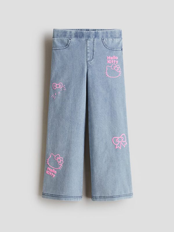 HMKD022  Denim-Look Wide-Leg Jeggings  Cotton 75%, Polyester 19%, Spandex 6%  2-8