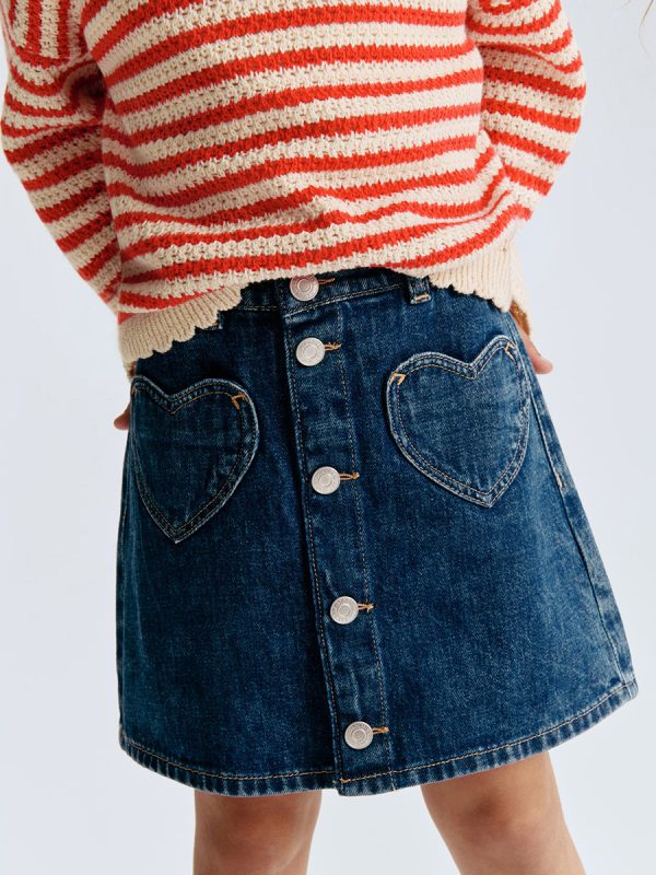 HMKD027  A-Line Denim Skirt  Cotton 100%  2-8