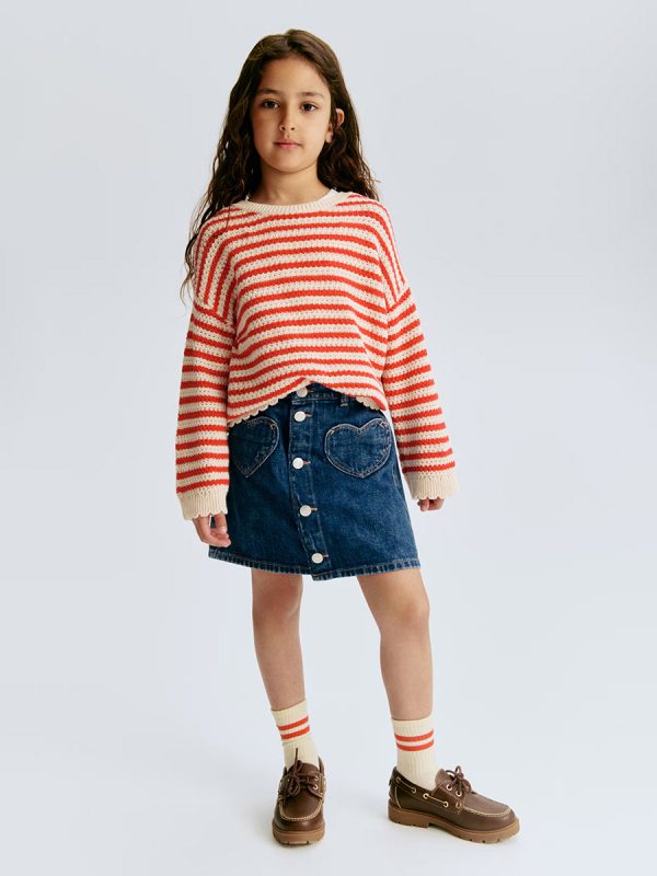 HMKD027  A-Line Denim Skirt  Cotton 100%  2-8