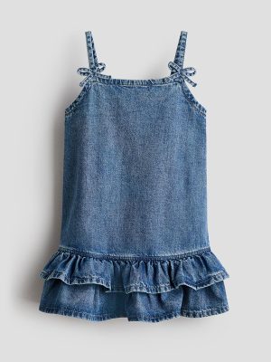 1789054757280588.jpg HMKD031 Bow-Detail Denim Dress Cotton 100% 2-8