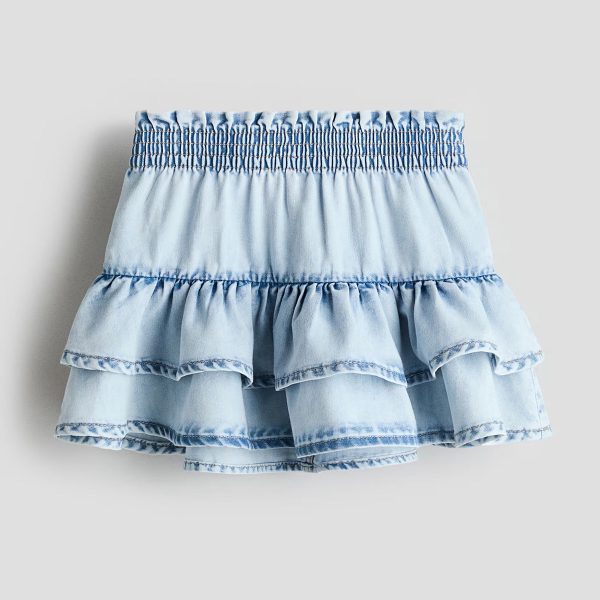 HMKD040  Tiered Denim Skirt   Cotton 78%, Polyester 22%  2-8