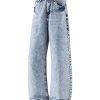 19911  Men's 13 OZ Relaxed Straight Acid Snow Wash Beaded Jeans
