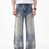 JK9683-1  Men's 14.8 OZ Cargo Raw Hem Loose Straight Carpenter Jeans