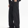 DK3070  Men's 13.6 OZ Black Raw Denim Loose Straight Jeans