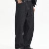 DK3070  Men's 13.6 OZ Black Raw Denim Loose Straight Jeans