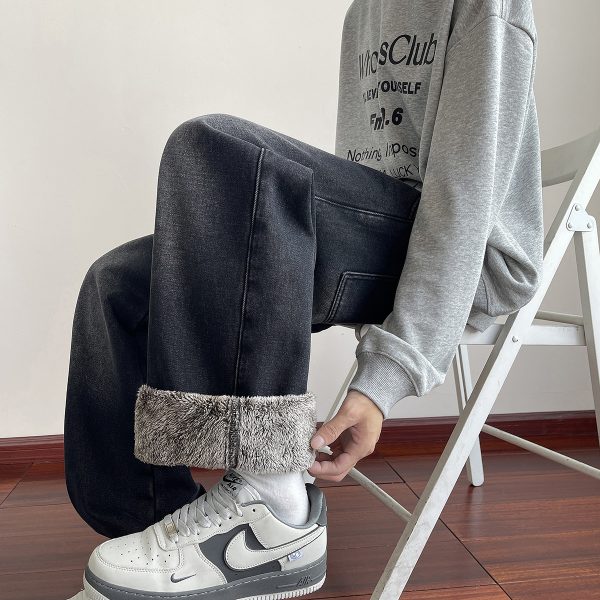 1791429548636969.jpg LL693R1 Men's 11 OZ Elastic Waist Winter Fox Fleece Lined Jeans