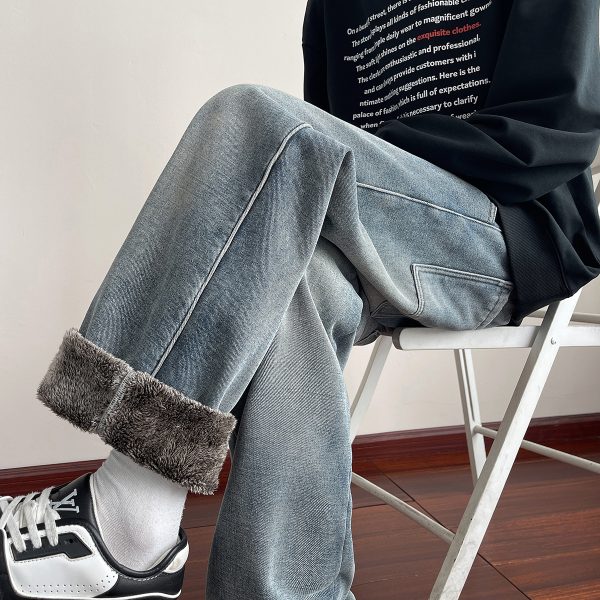 LL693R1  Men's 11 OZ Elastic Waist Winter Fox Fleece Lined Jeans